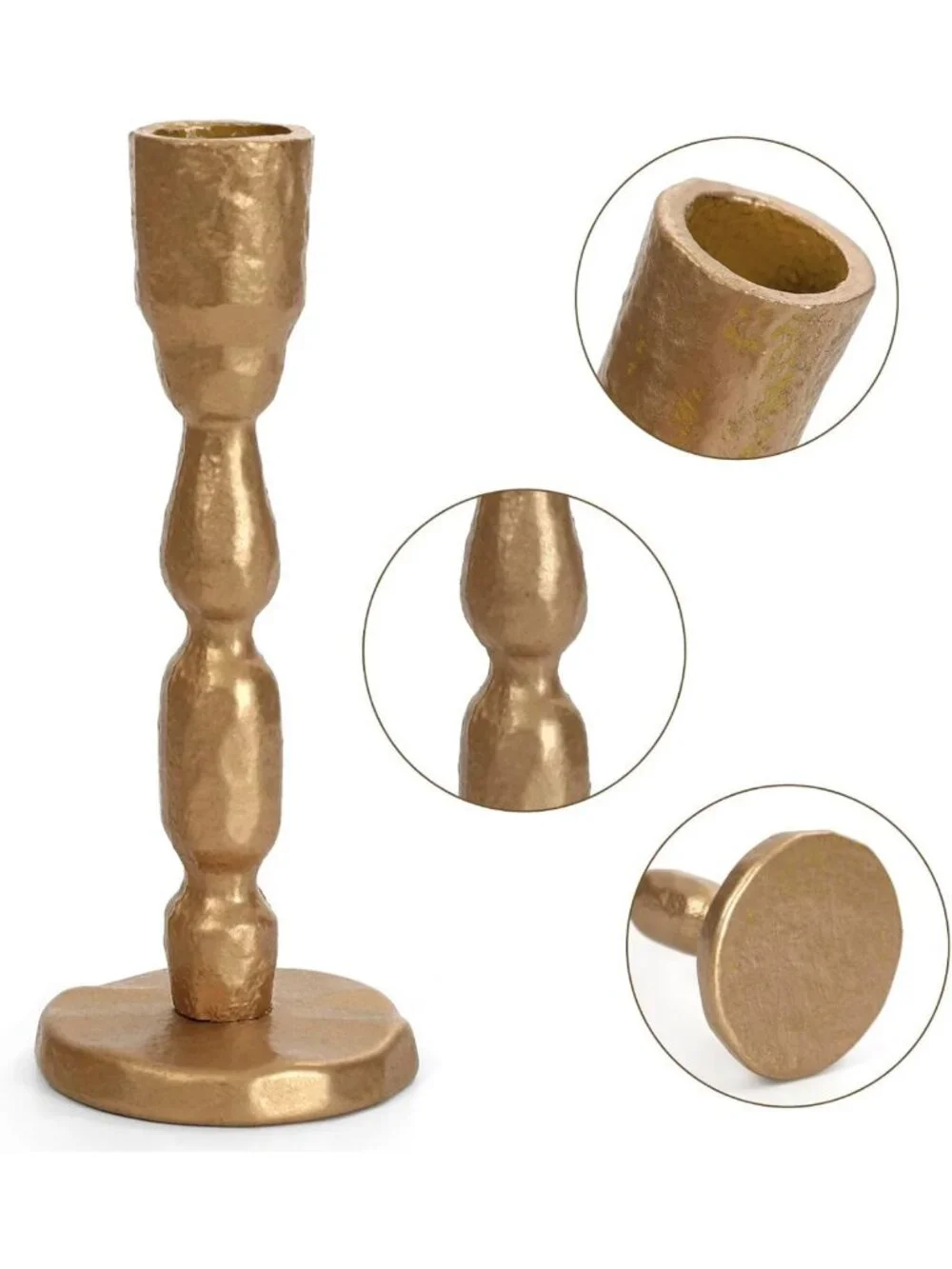 Handcrafted Antique Brass Taper Candle Holders - Set of 2 Decorative